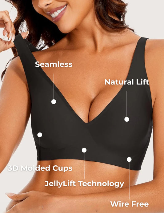 Deep V Push-Up Seamless Wireless Jelly Bra