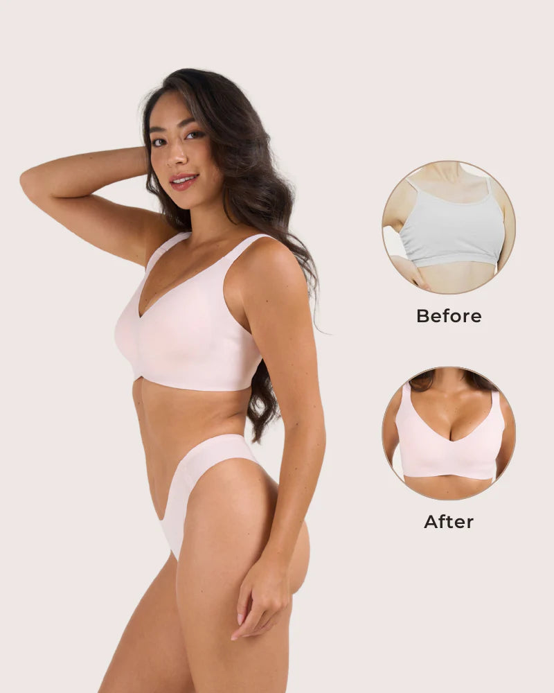Seamless Soft V-Neck Wireless Full Support & Full Coverage Jelly Bra